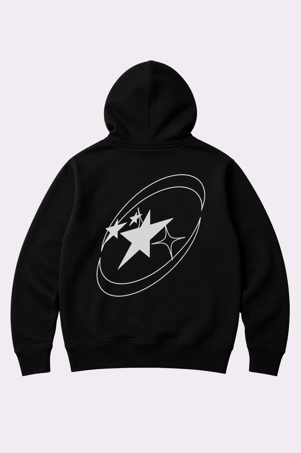 Star Ring Graphic Black Pullover Hoodie
