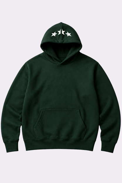 Star Ring Graphic Green Pullover Hoodie