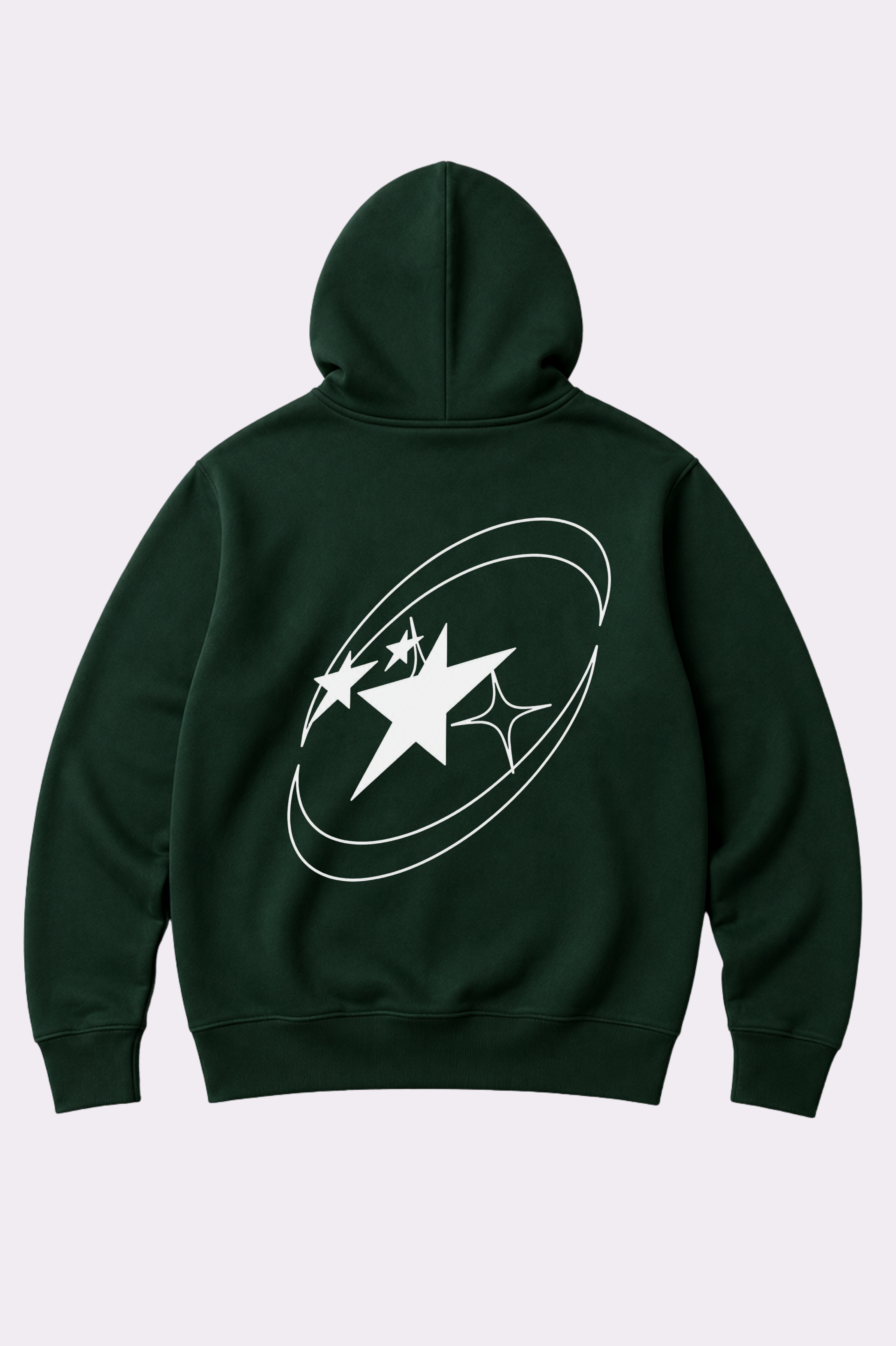 Star Ring Graphic Green Pullover Hoodie