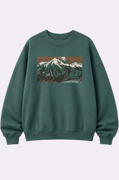 Mountain View Olive Green Graphic Sweatshirt
