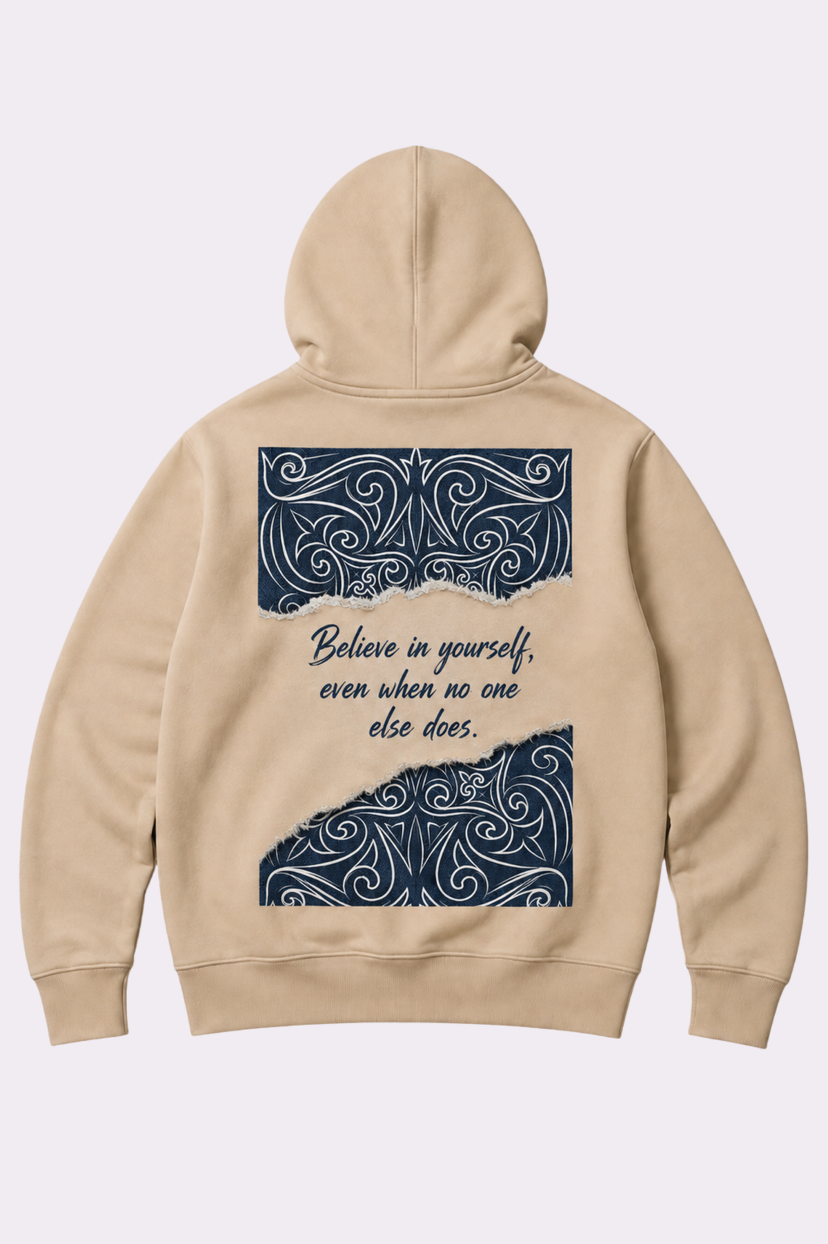 Believe in Yourself Beige Oversized Hoodie