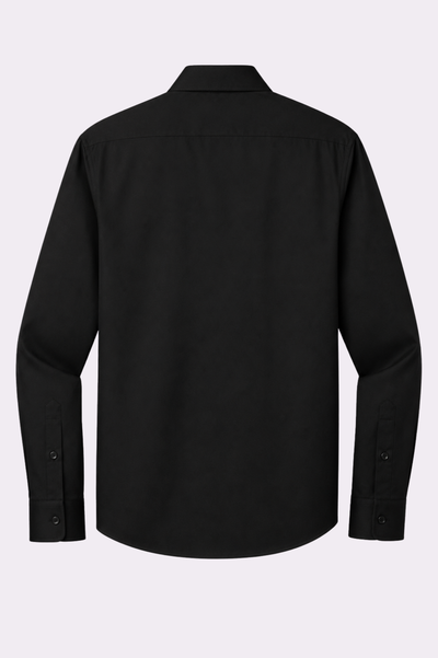 Men's Black Button-Down Shirt with Web Stripe Detail