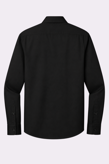 Men’s Classic Black Embroidered Button-Down Shirt