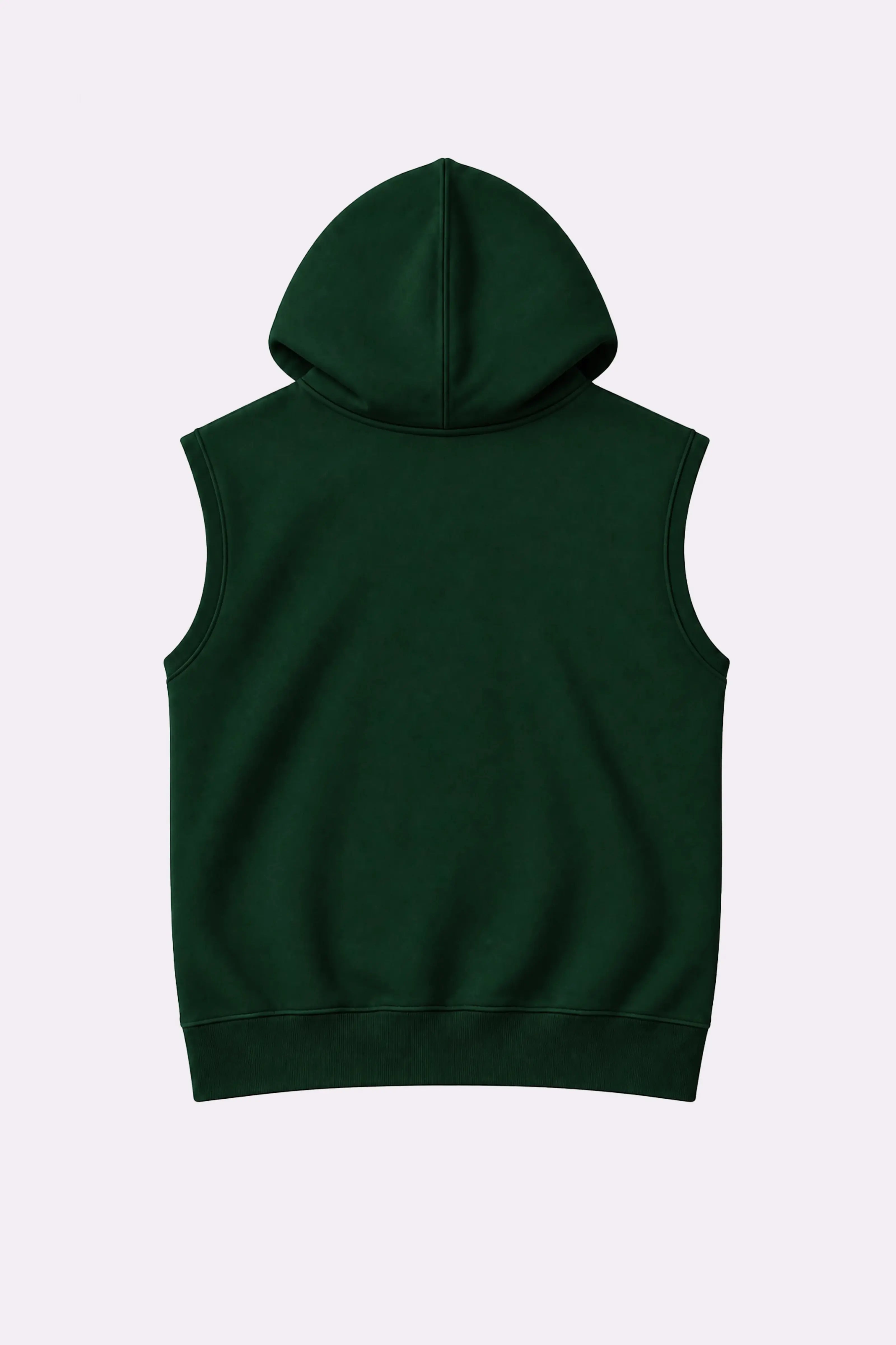 Green Casual Sleeveless Hooded Vest