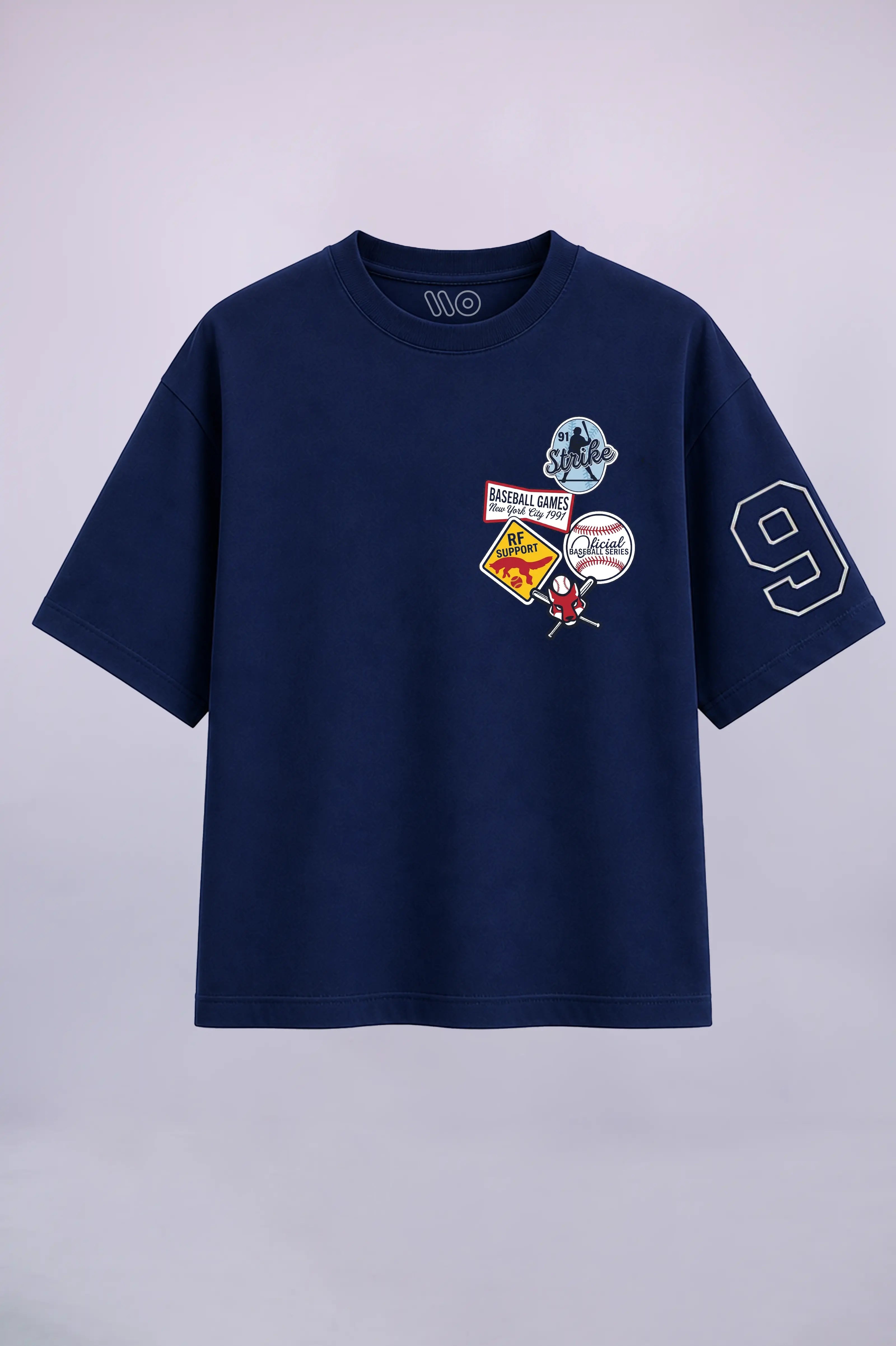 Baseball Patch Navy Blue Oversized T-Shirt