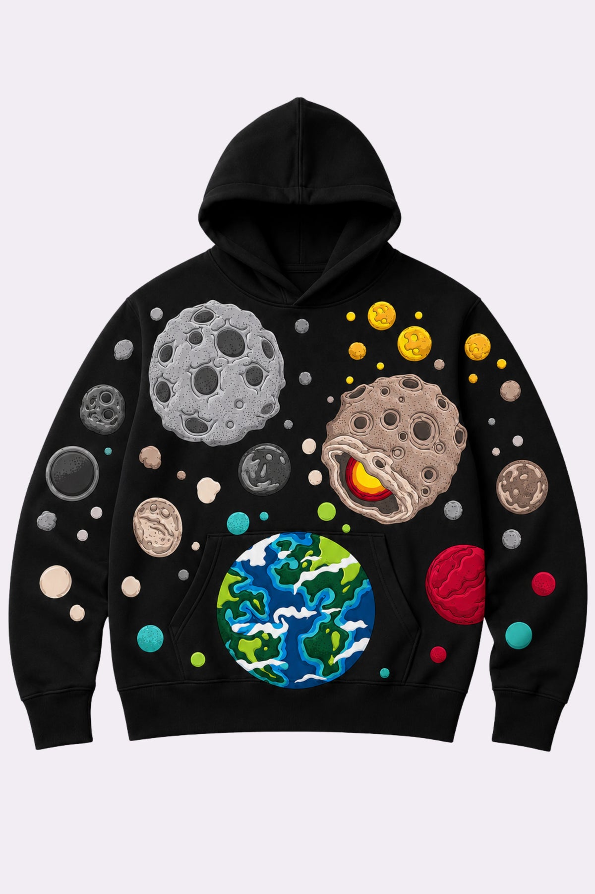 Galaxy Planet Graphic Black Hoodie