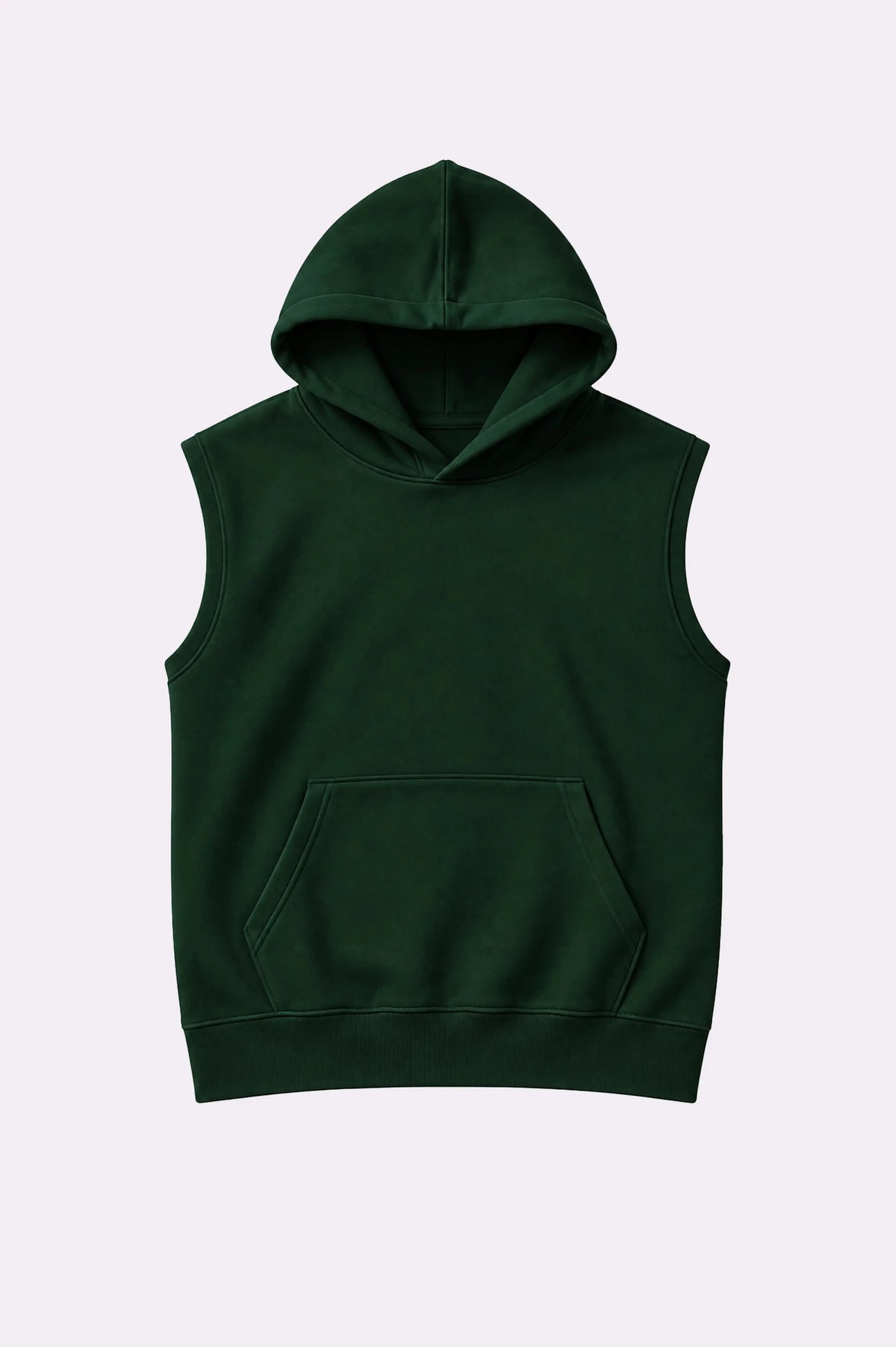 Green Casual Sleeveless Hooded Vest