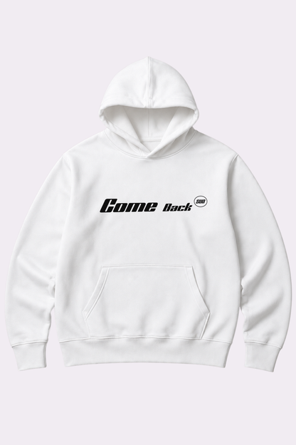 Come Back White Graphic Pullover Hoodie