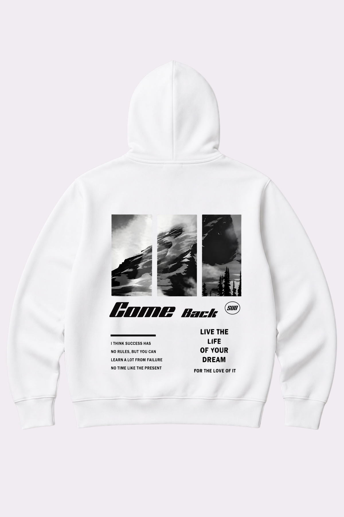 Come Back White Graphic Pullover Hoodie