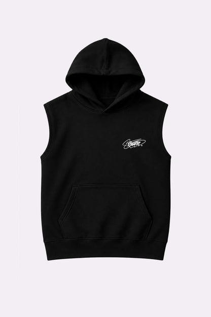 Black STWD Graffiti Sleeveless Hooded Vest