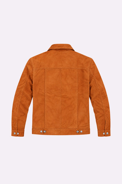 Sweet Peach Suede Trucker Jacket