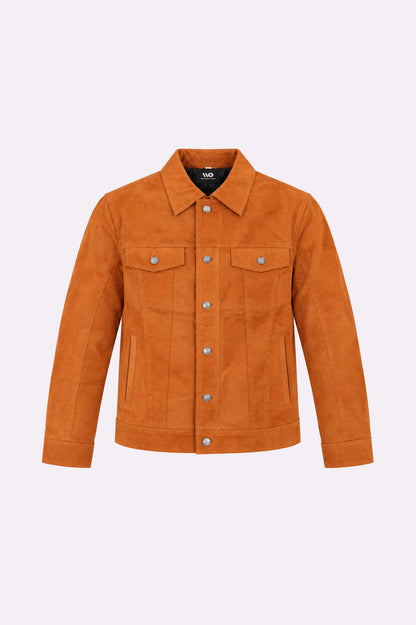 Sweet Peach Suede Trucker Jacket