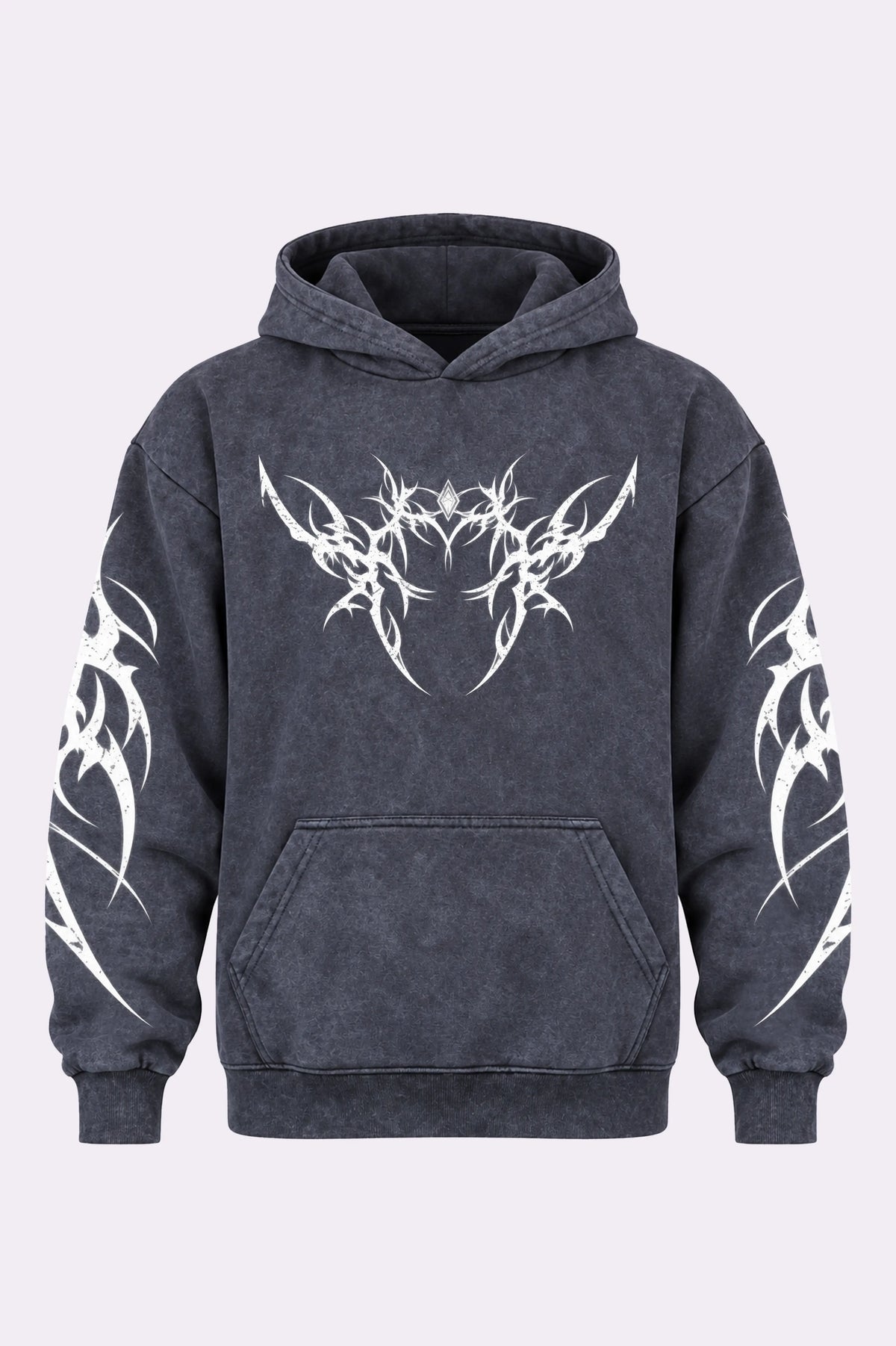 Acid Wash Tribal Graphic Hoodie