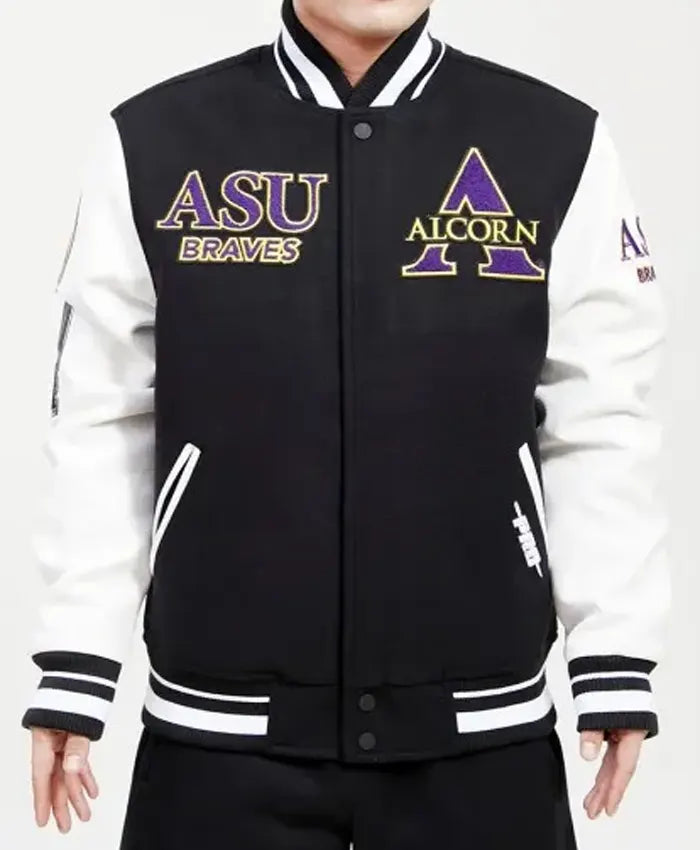 Alcorn State University Black and White Varsity Jacket