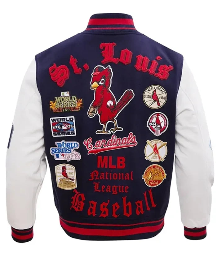 Arizona Cardinals Blue and White Wool Varsity Jacket