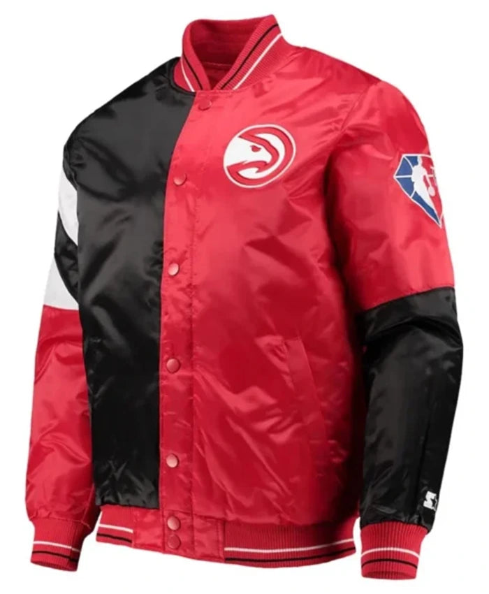 Atlanta Hawks 75th Anniversary Black And Red Varsity Jacket