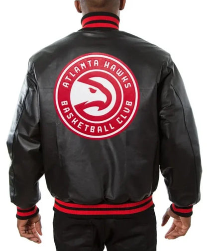 Atlanta Hawks Black Leather Varsity Jacket