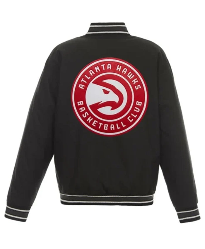 Atlanta Hawks Black Letterman Varsity Jacket
