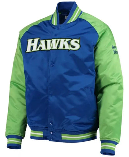 Atlanta Hawks Hardwood Classics Reload 3.0 Royal Blue And Green Varsity Jacket