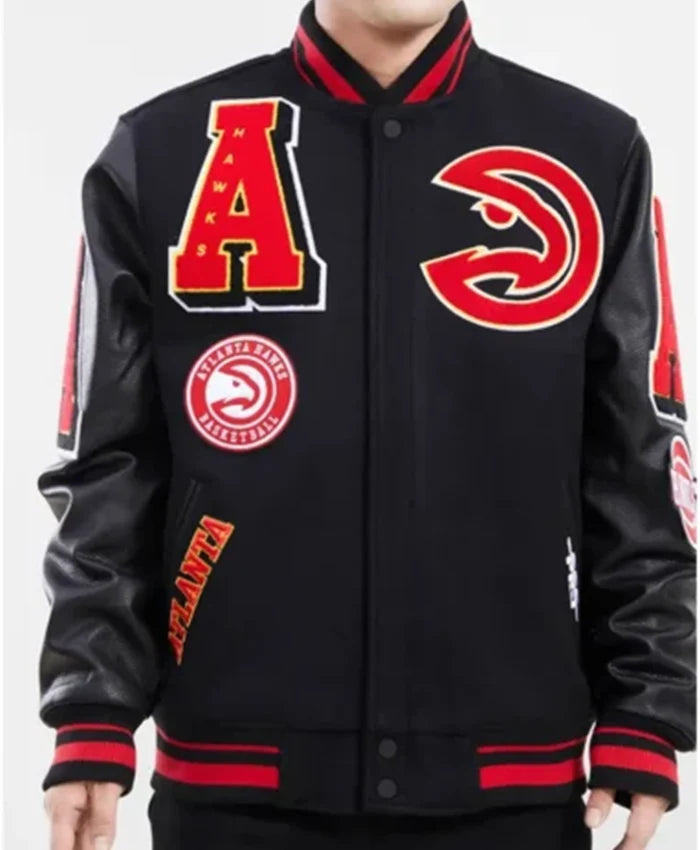 Atlanta Hawks Mashup Black Varsity Jacket