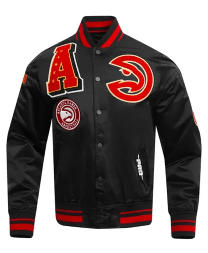 Atlanta Hawks Mashup Classic Rib Black Varsity Jacket