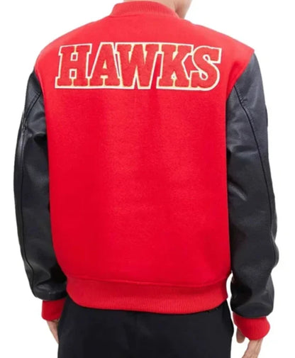 Atlanta Hawks Red And Black Letterman Varsity Jacket