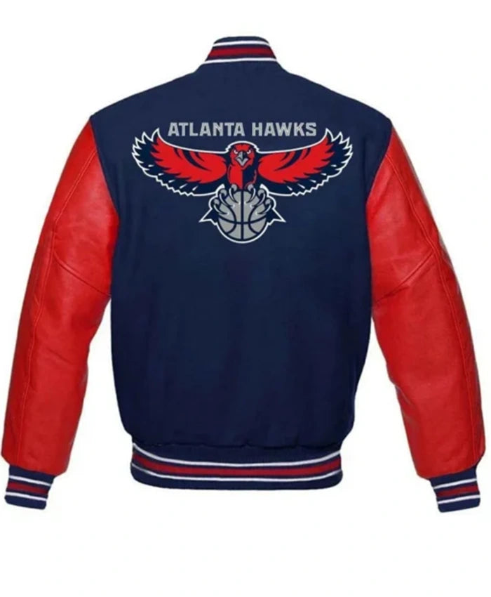 Atlanta Hawks Red And Blue Letterman Varsity Jacket