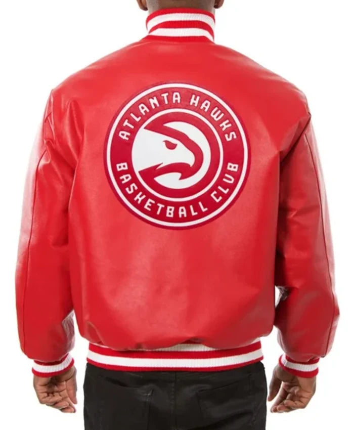 Atlanta Hawks Red Leather Varsity Jacket