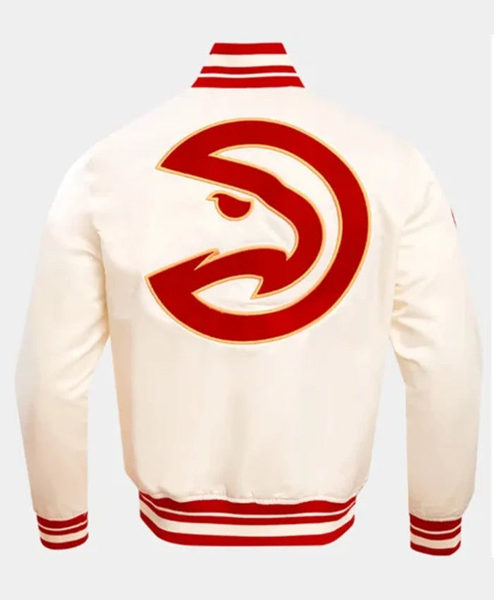 Atlanta Hawks Retro Classic Rib OFF-White Varsity Jacket
