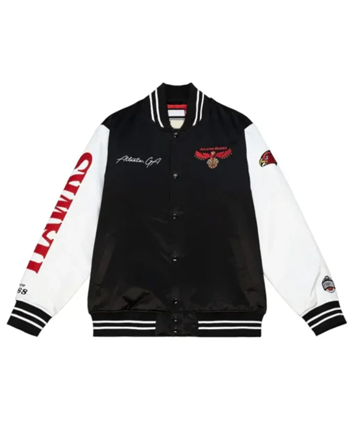 Atlanta Hawks Team Origins Black And White Varsity Jacket