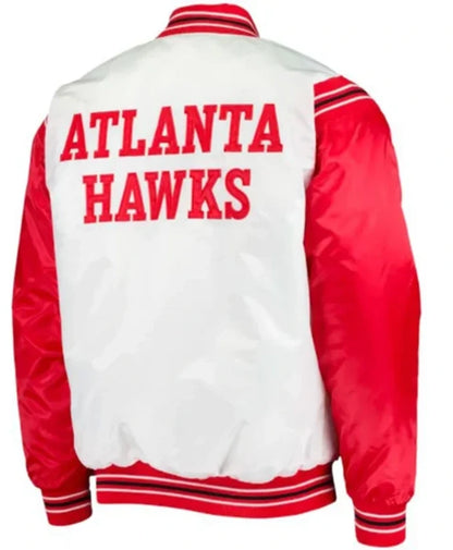 Atlanta Hawks White And Red Letterman Varsity Jacket