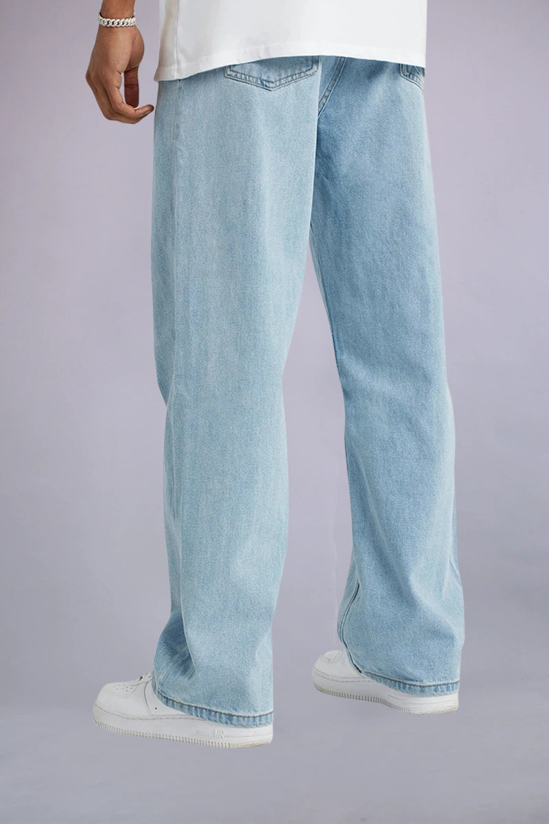 Light Blue Baggy Fit Jeans Back Look