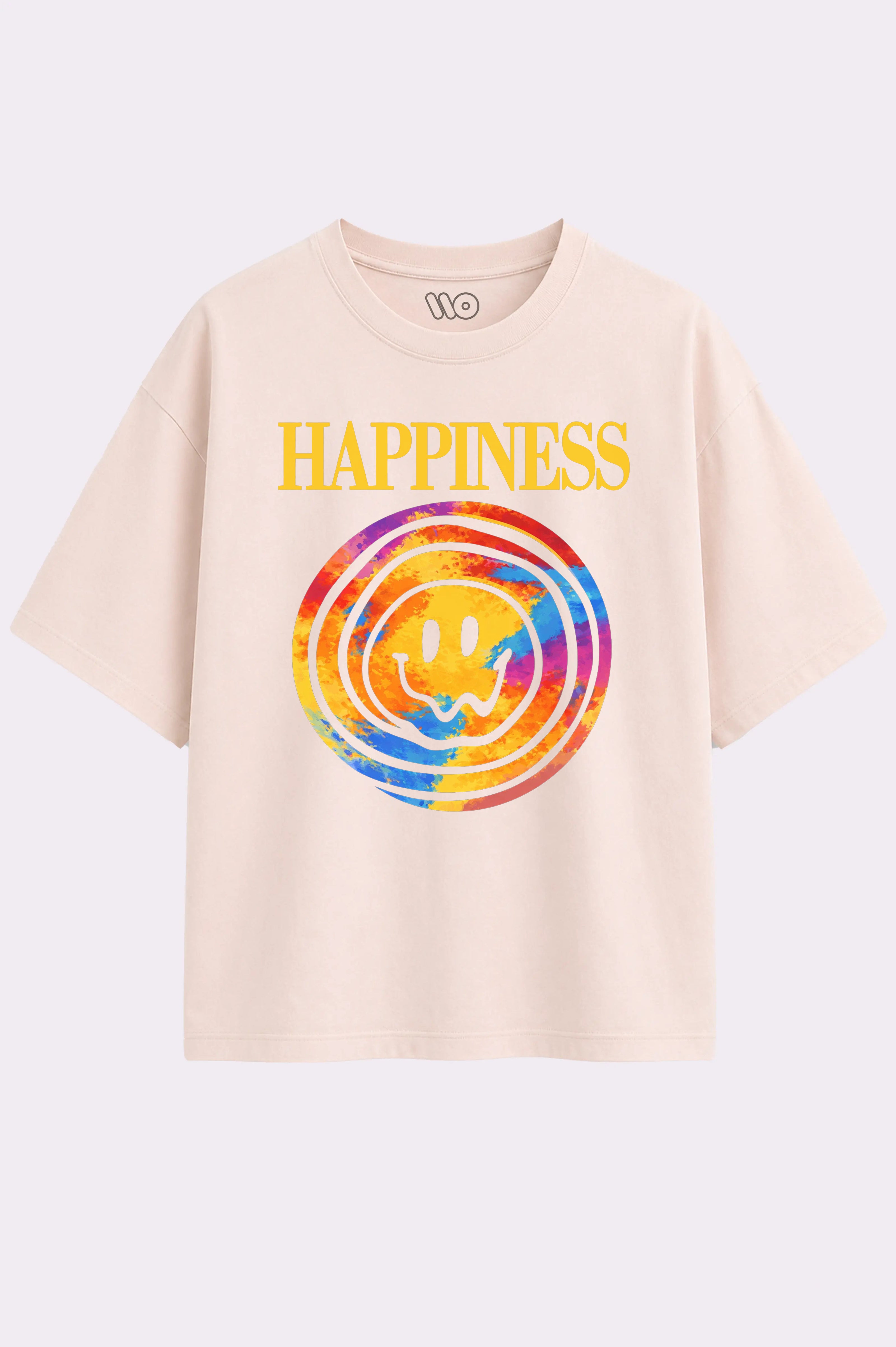 Happiness Swirl Beige Oversized T-Shirt