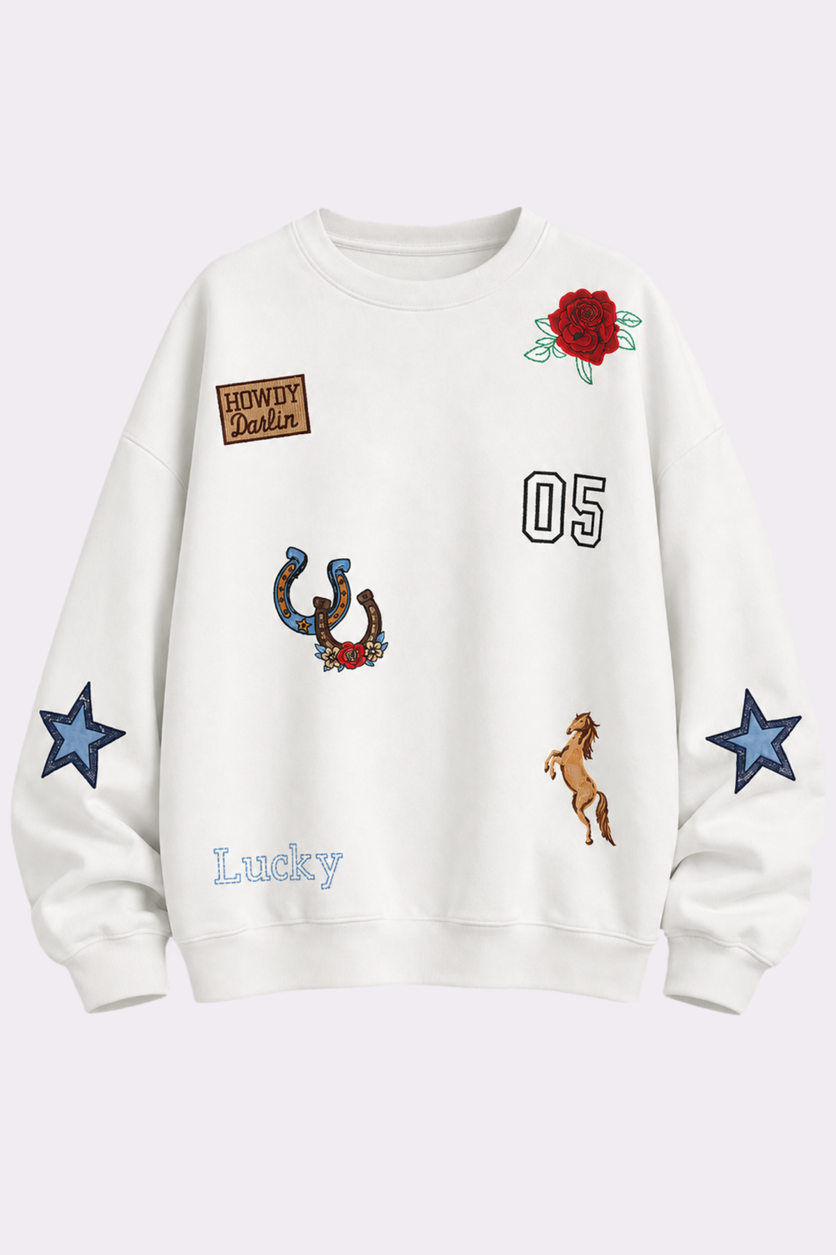 Beige Western Embroidered Sweatshirt
