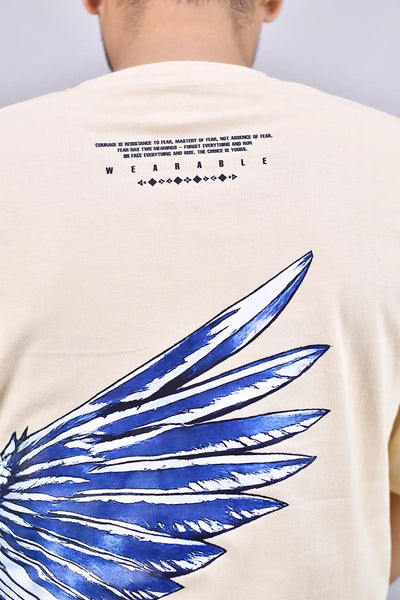 Beige Wing Graphic T-Shirt