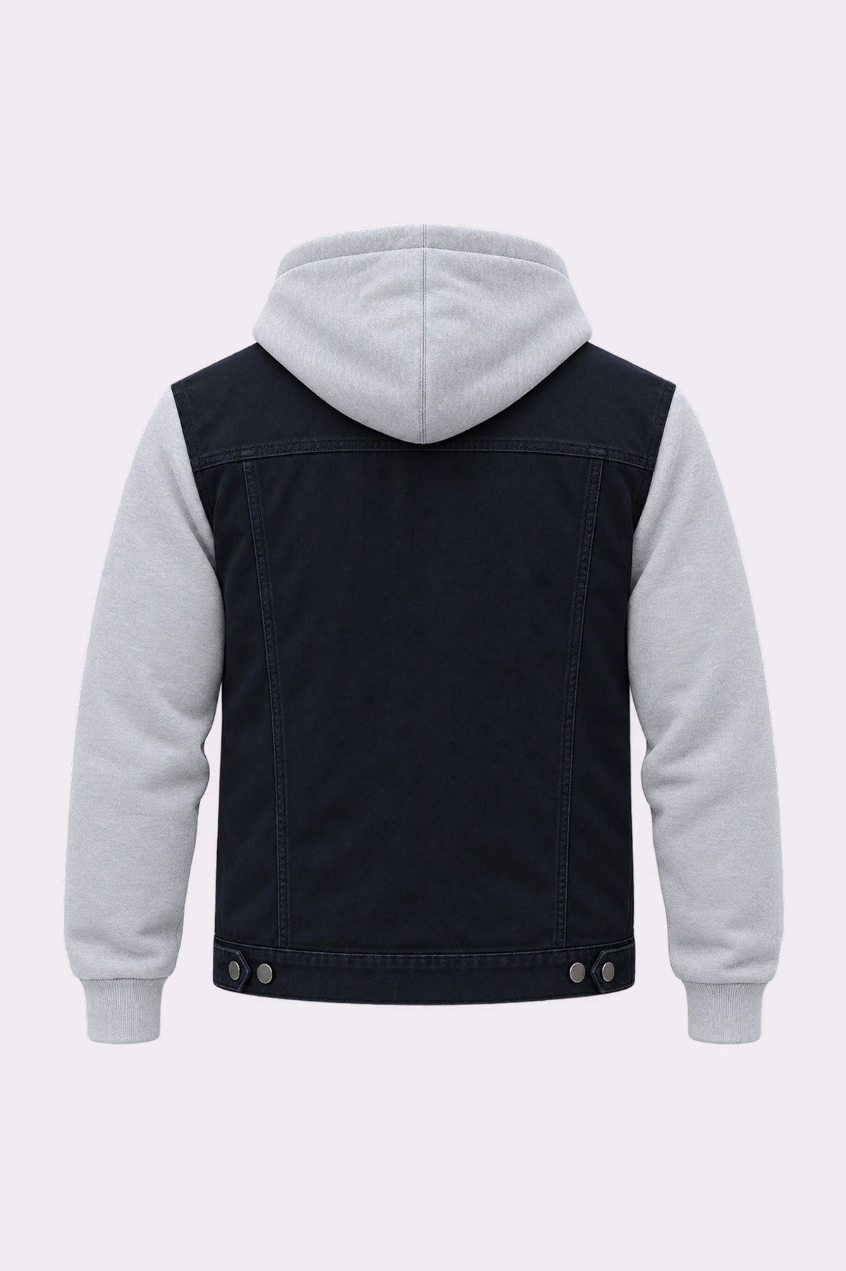 Black Denim & Grey Sleeve Hooded Jacket