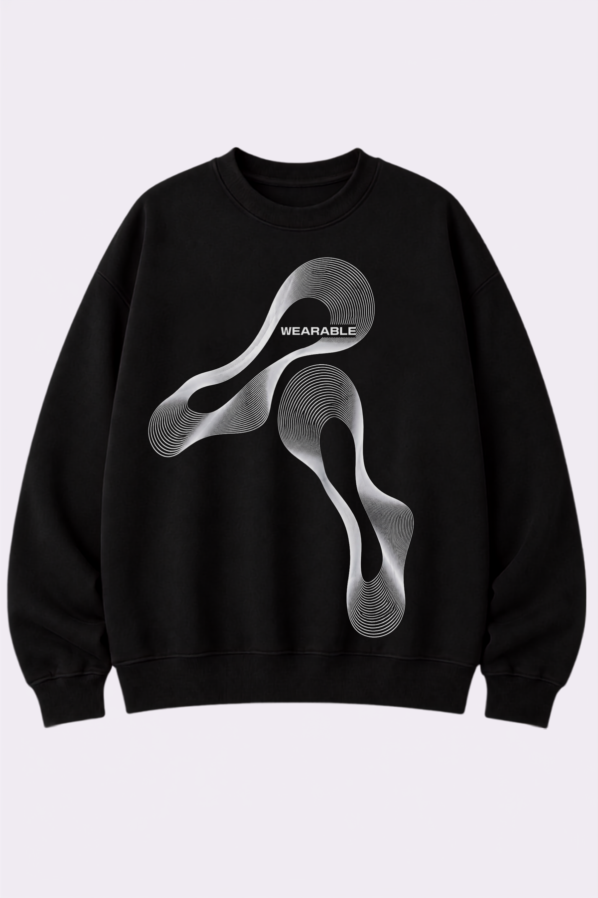 Black Oversized Linear Print Sweatshirt