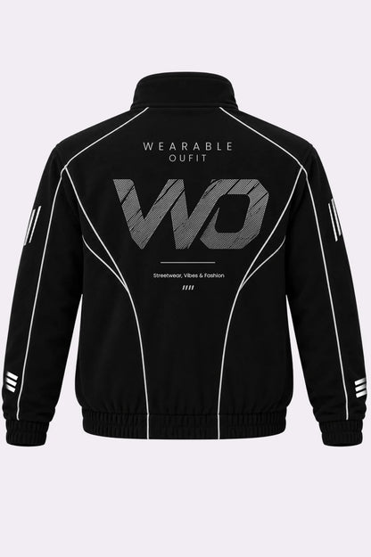 Black Contrast Piping Track Jacket