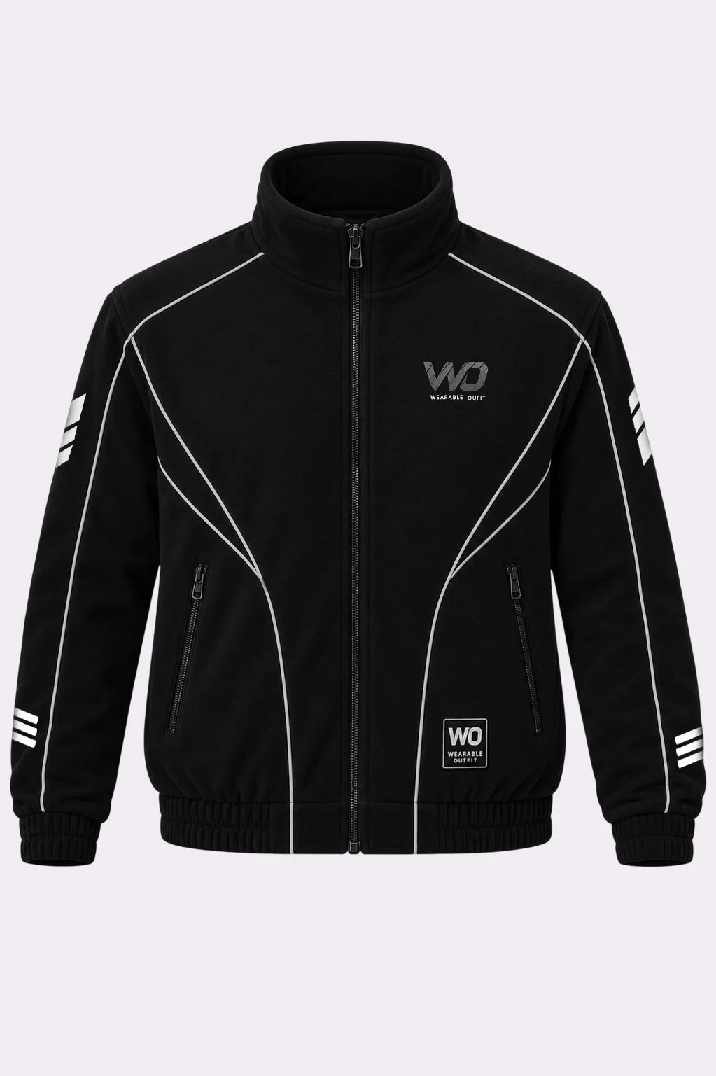 Black Contrast Piping Track Jacket