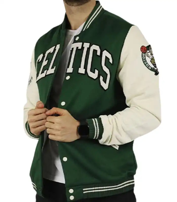 Boston Celtics Green And Off-White Varsity Jacket
