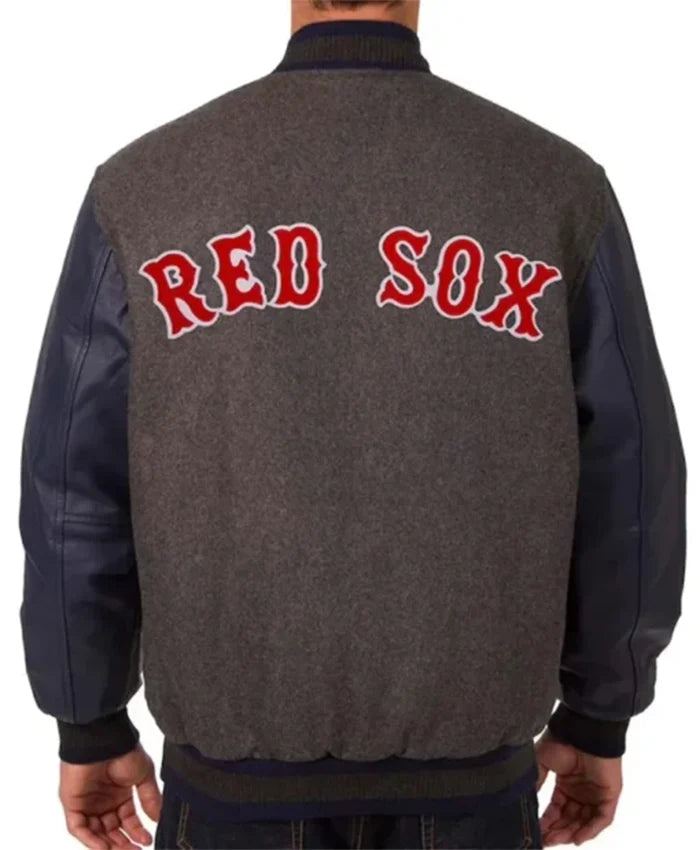 Boston Red Sox Charcoal And Navy Blue Varsity Jacket