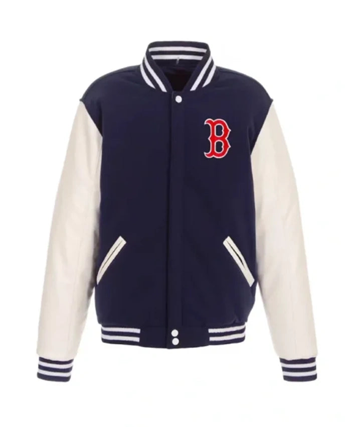 Boston Red Sox Navy Blue And White Varsity Jacket