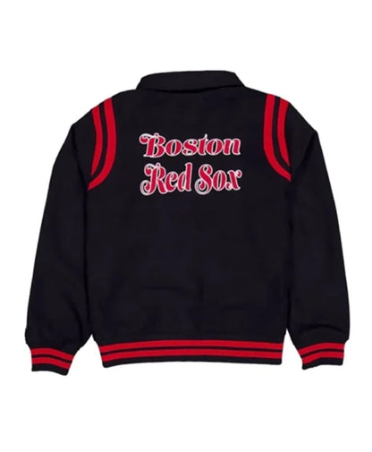 Boston Red Sox Sport Night Teddy Black Varsity Jacket