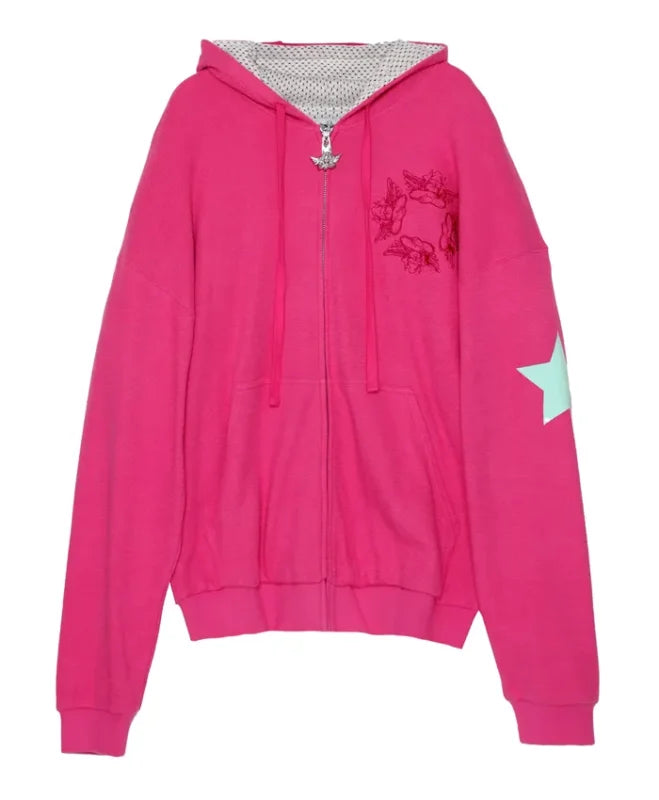 Boys Lie Fleece Pink Zipper Hoodie