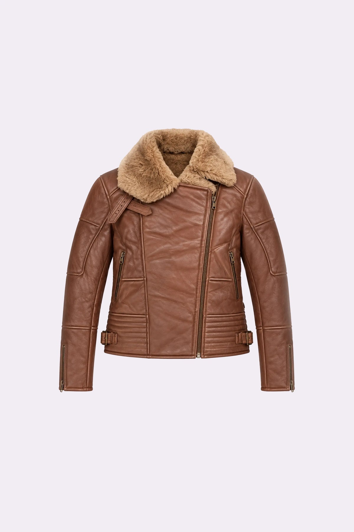 Brown Fur Collar Biker Jacket