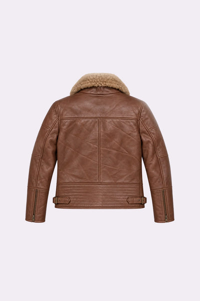 Brown Fur Collar Biker Jacket