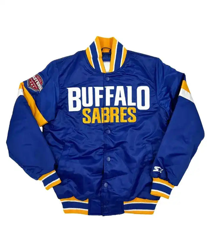 Buffalo Sabres Royal Snap Up Satin Varsity Jacket