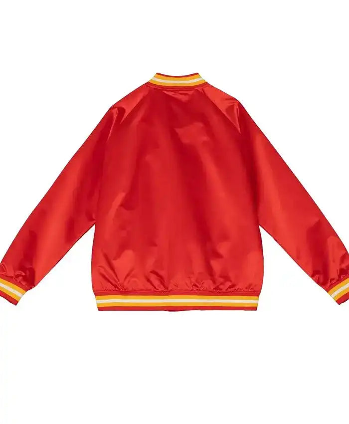 Calgary Flames Lightweight Satin Red Varsity Jacket
