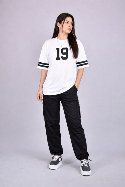 White 19 Graphic Oversized T-Shirt