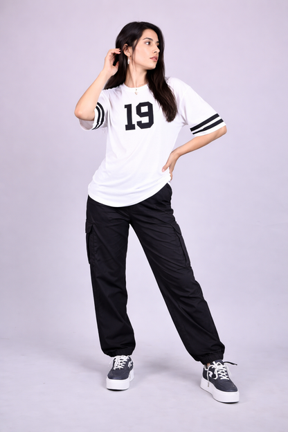 White 19 Graphic Oversized T-Shirt